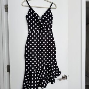 Elegant Black Polka Dot High Low Dress